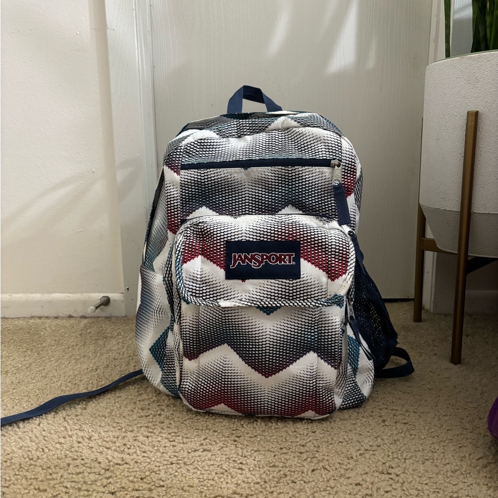 Jansport Zigzag Pattern Backpack - Blue, Red, White
